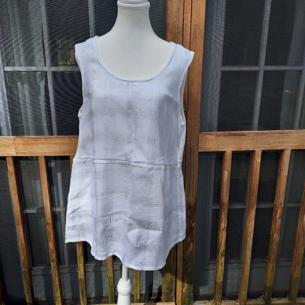 FLAX White Linen Sleeveless Top